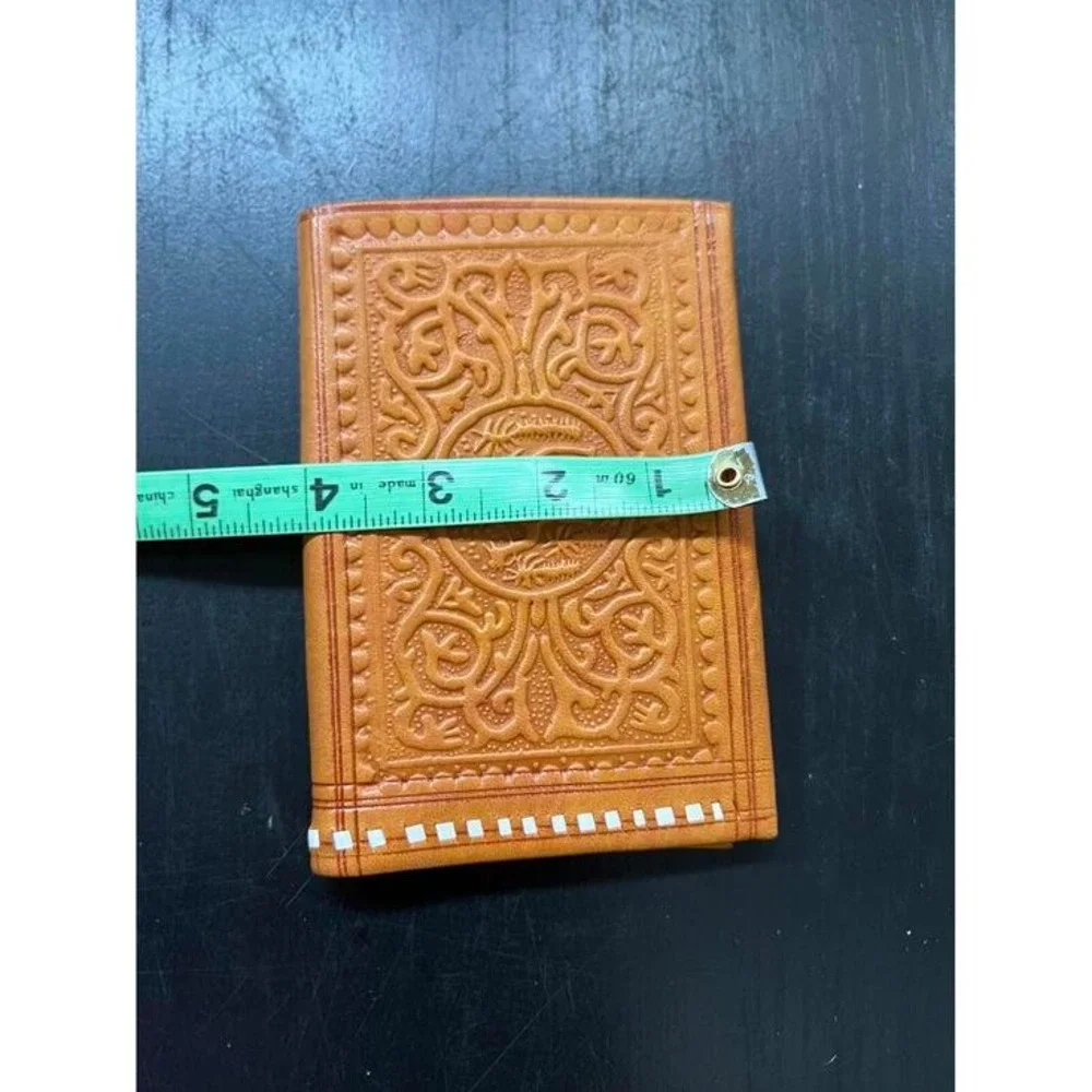 Moroccan Genuine Leather Wallet Hand tooled‎ & stitched Bi-fold
